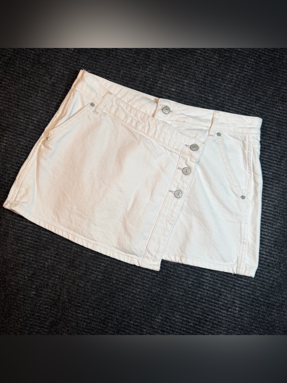 Women's We the Free White Button-Front Denim Skirt